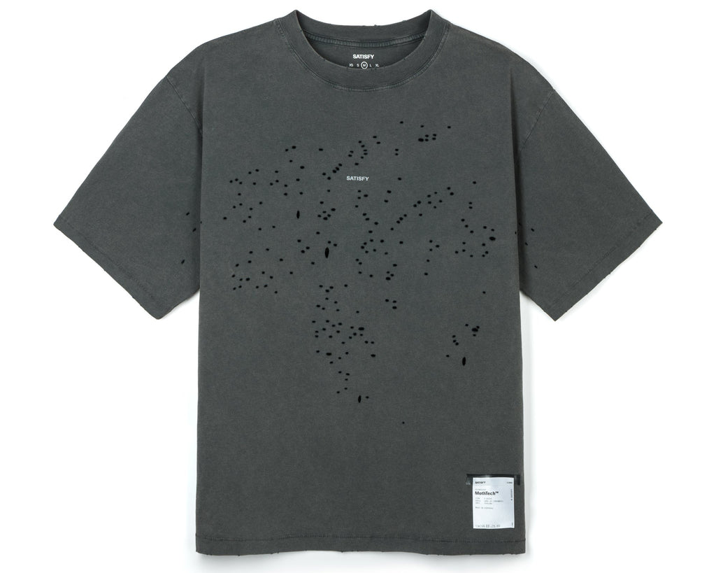 MothTech T-Shirt Faded Black by Satisfy, front view