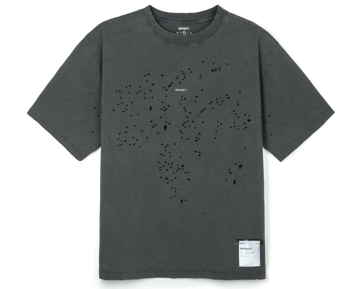 MothTech T-Shirt Faded Black by Satisfy, front view