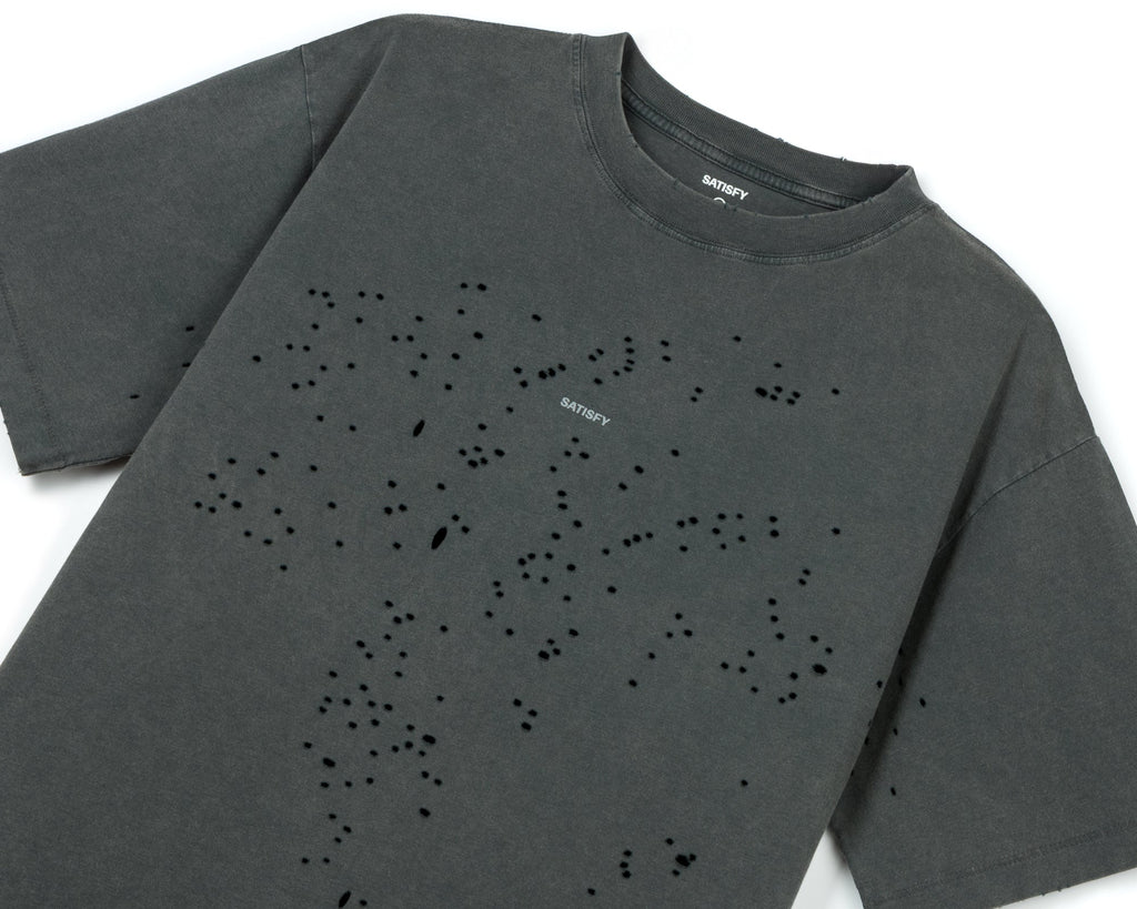 MothTech T-Shirt Faded Black by Satisfy, front detail