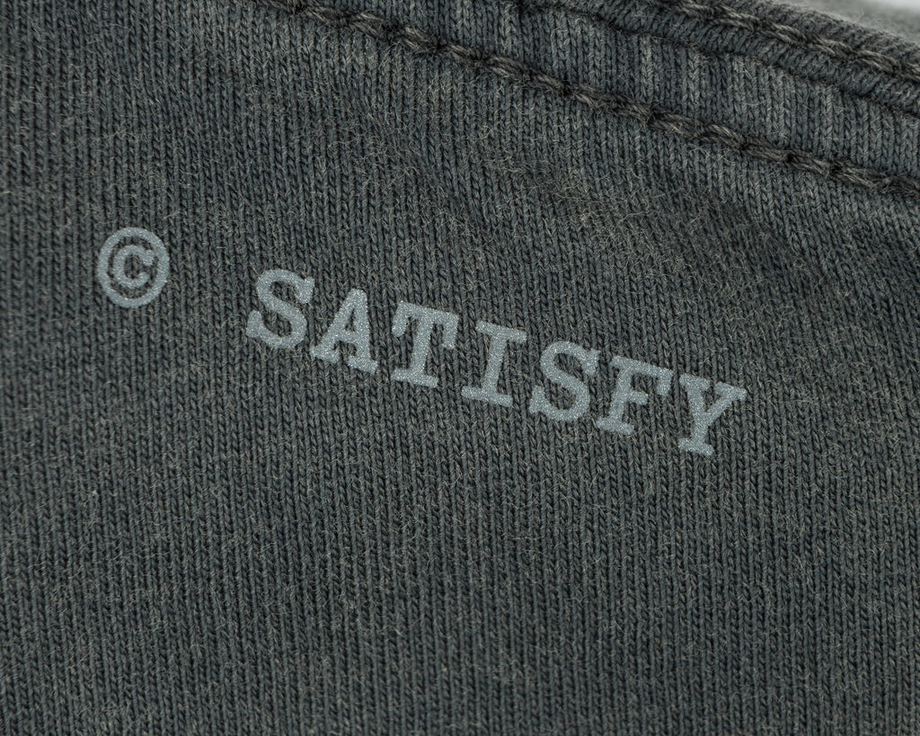 MothTech T-Shirt Faded Black by Satisfy, back logo detail