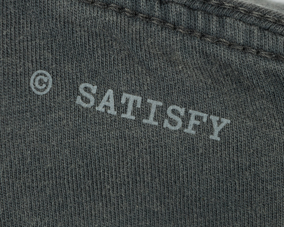 MothTech T-Shirt Faded Black by Satisfy, back logo detail