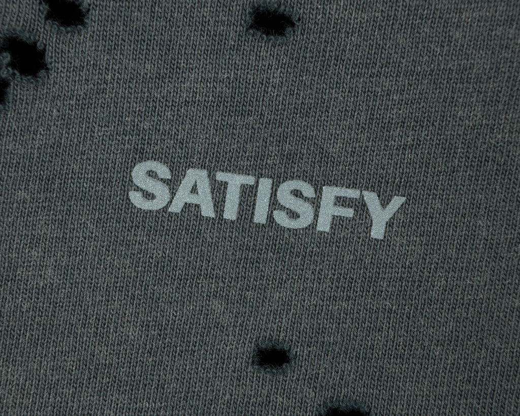 MothTech T-Shirt Faded Black by Satisfy, chest logo detail