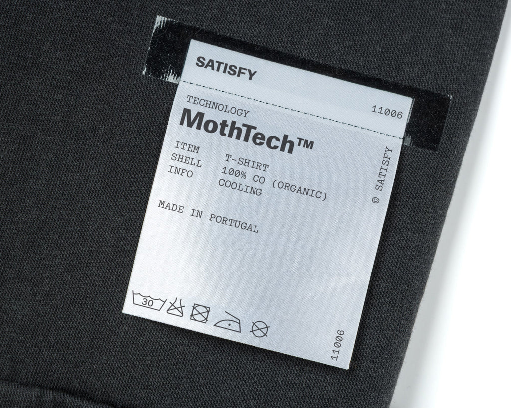 MothTech T-Shirt Aged Black Eagle by Satisfy, reflective label detail