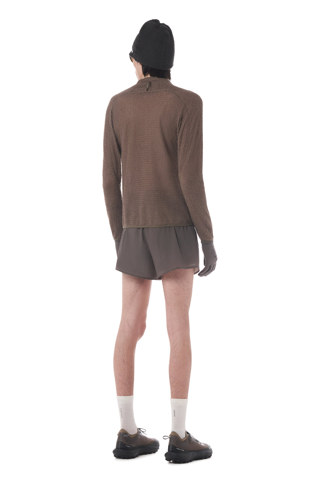 FuzzFleece AD Half-Zip in Falcon by Satisfy, worn full body