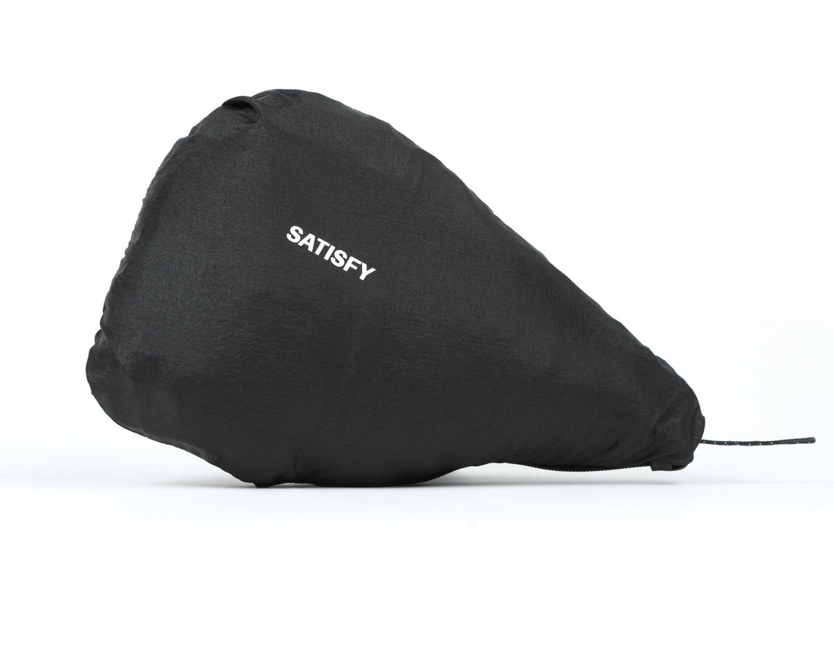 Pertex Diamond Fuse Windbreaker Black by Satisfy, packable pocket