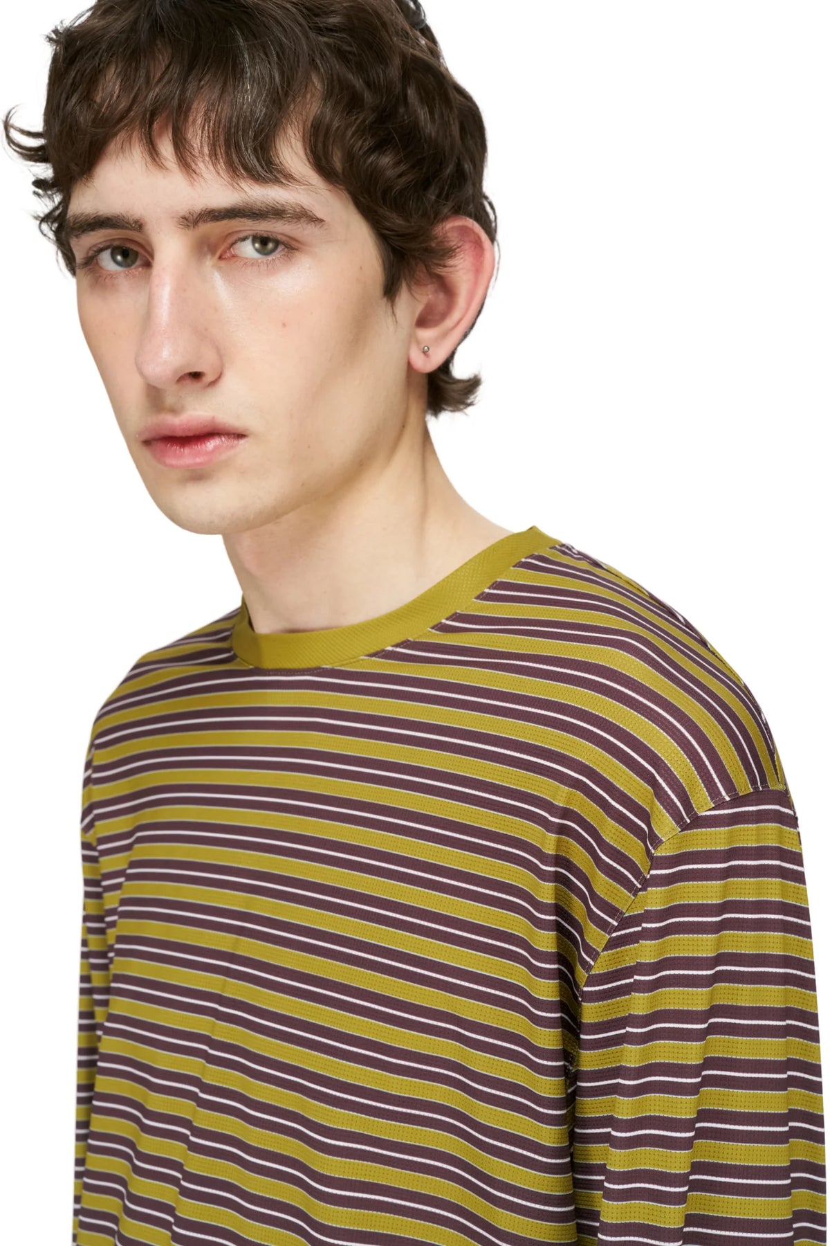 Men's Striped Long Sleeve in Mud Gold by UNNA