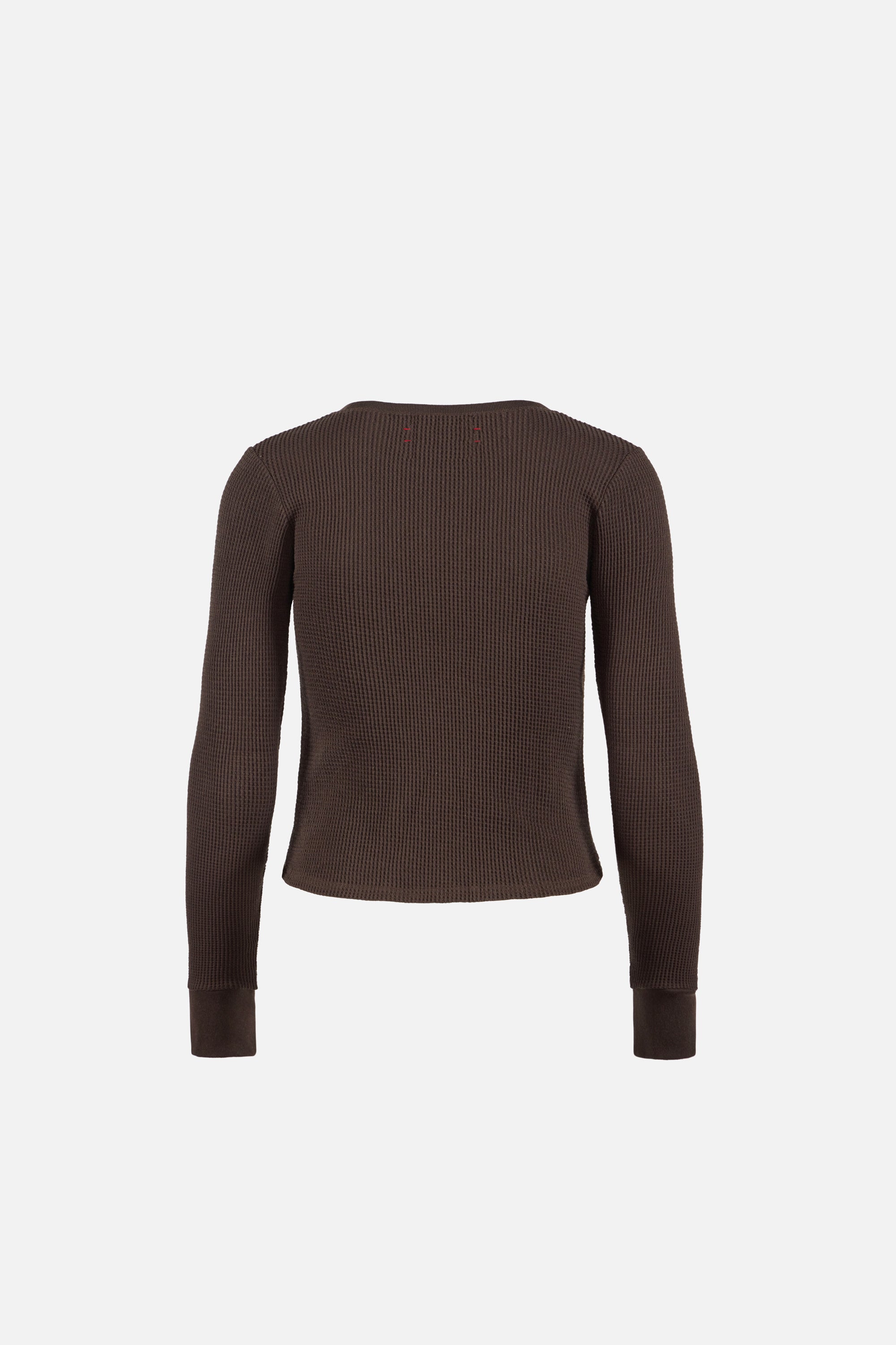 Fitted Long Sleeve Waffle Tee Umber