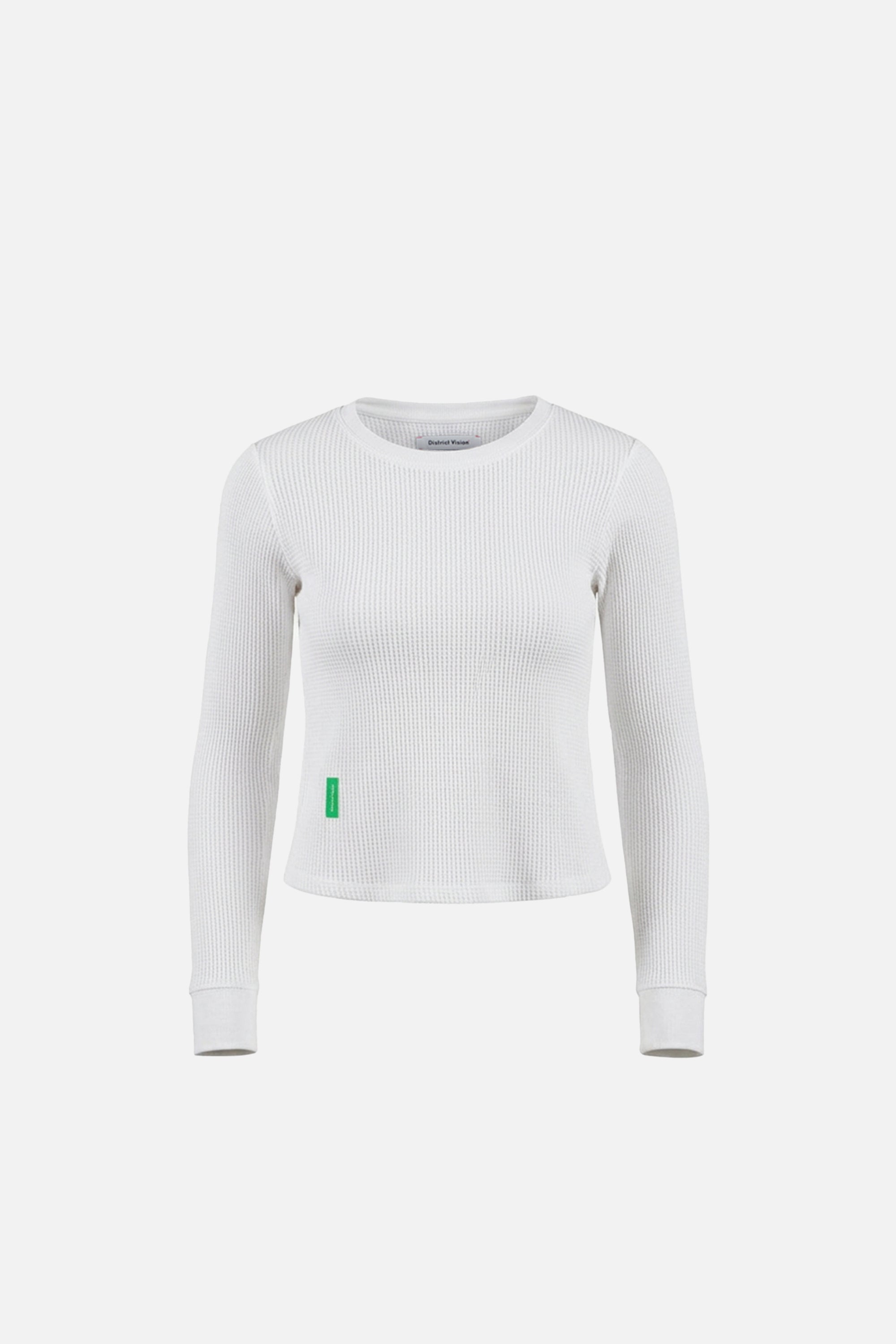 Fitted Long Sleeve Waffle Tee White