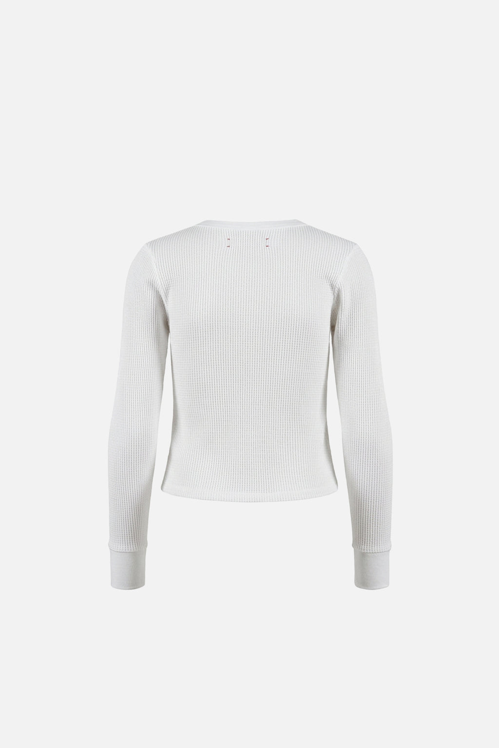 Fitted Long Sleeve Waffle Tee White