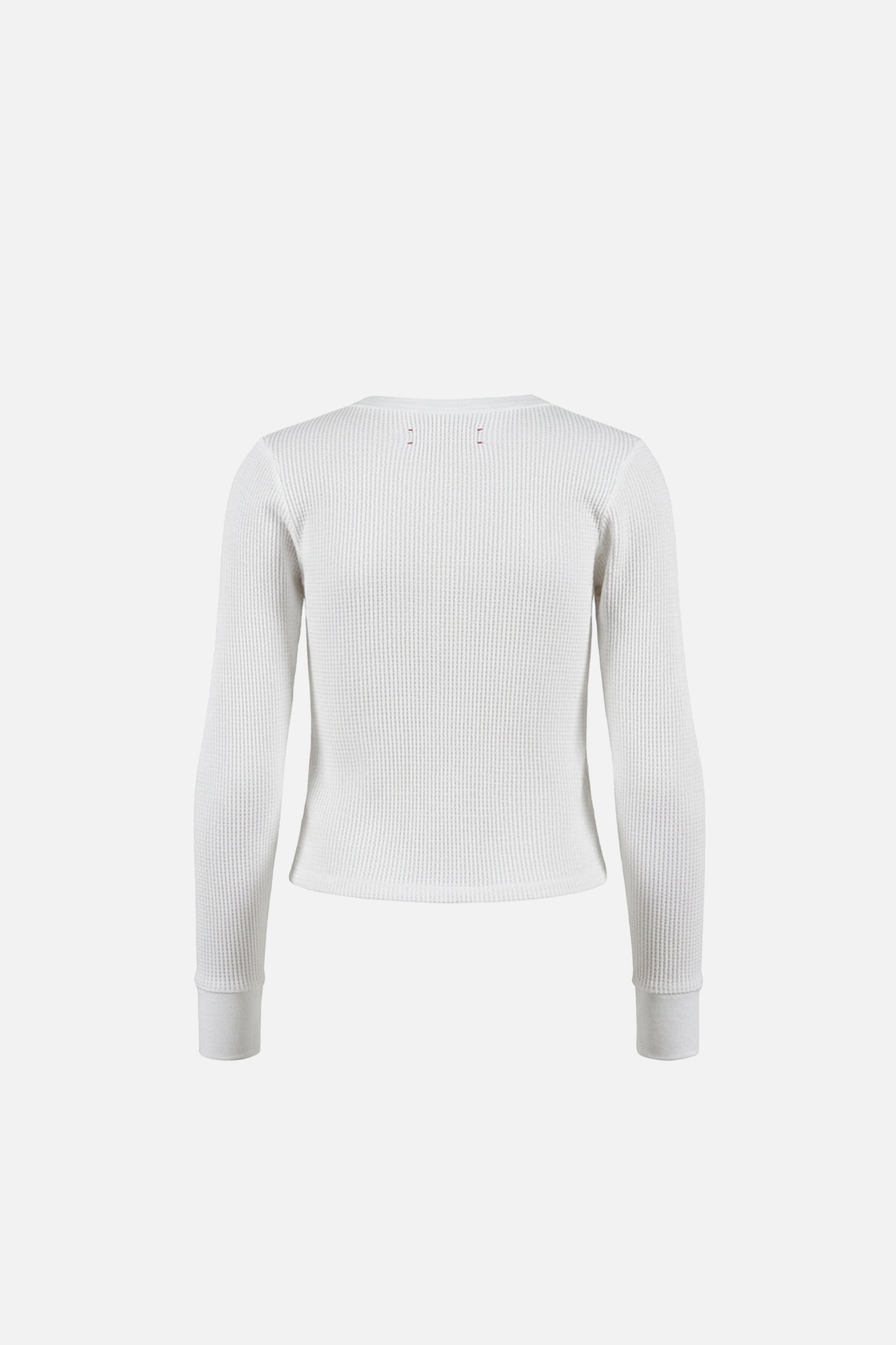 Fitted Long Sleeve Waffle Tee White