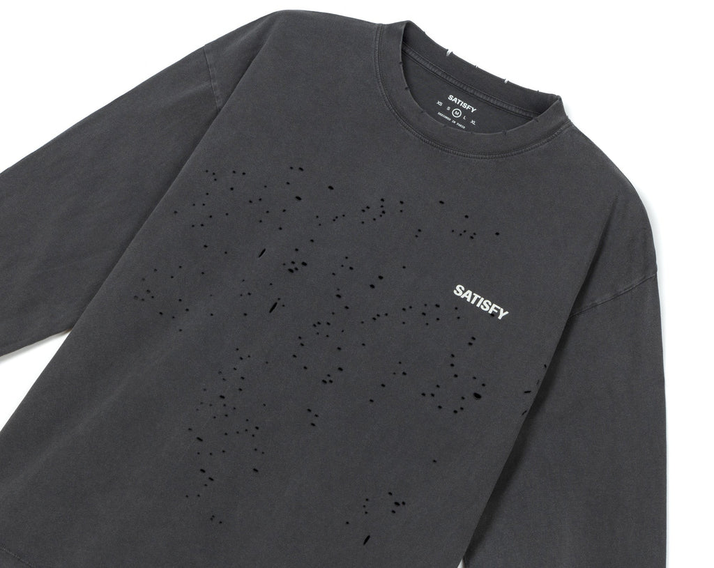MothTech Long Tee Aged Black by Satisfy, front detail