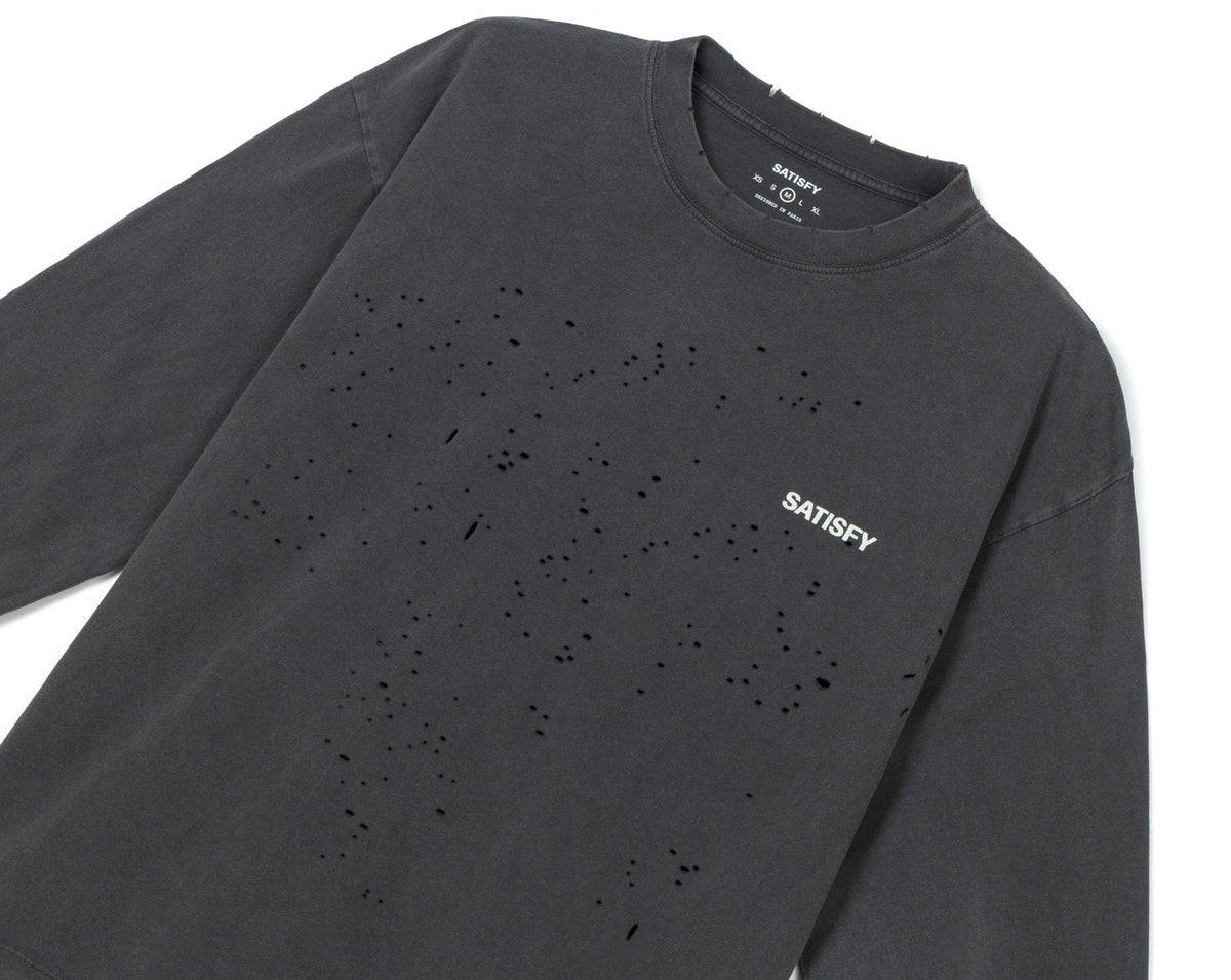 MothTech Long Tee Aged Black by Satisfy, front detail