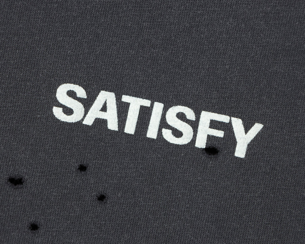 MothTech Long Tee Aged Black by Satisfy, chest logo detail
