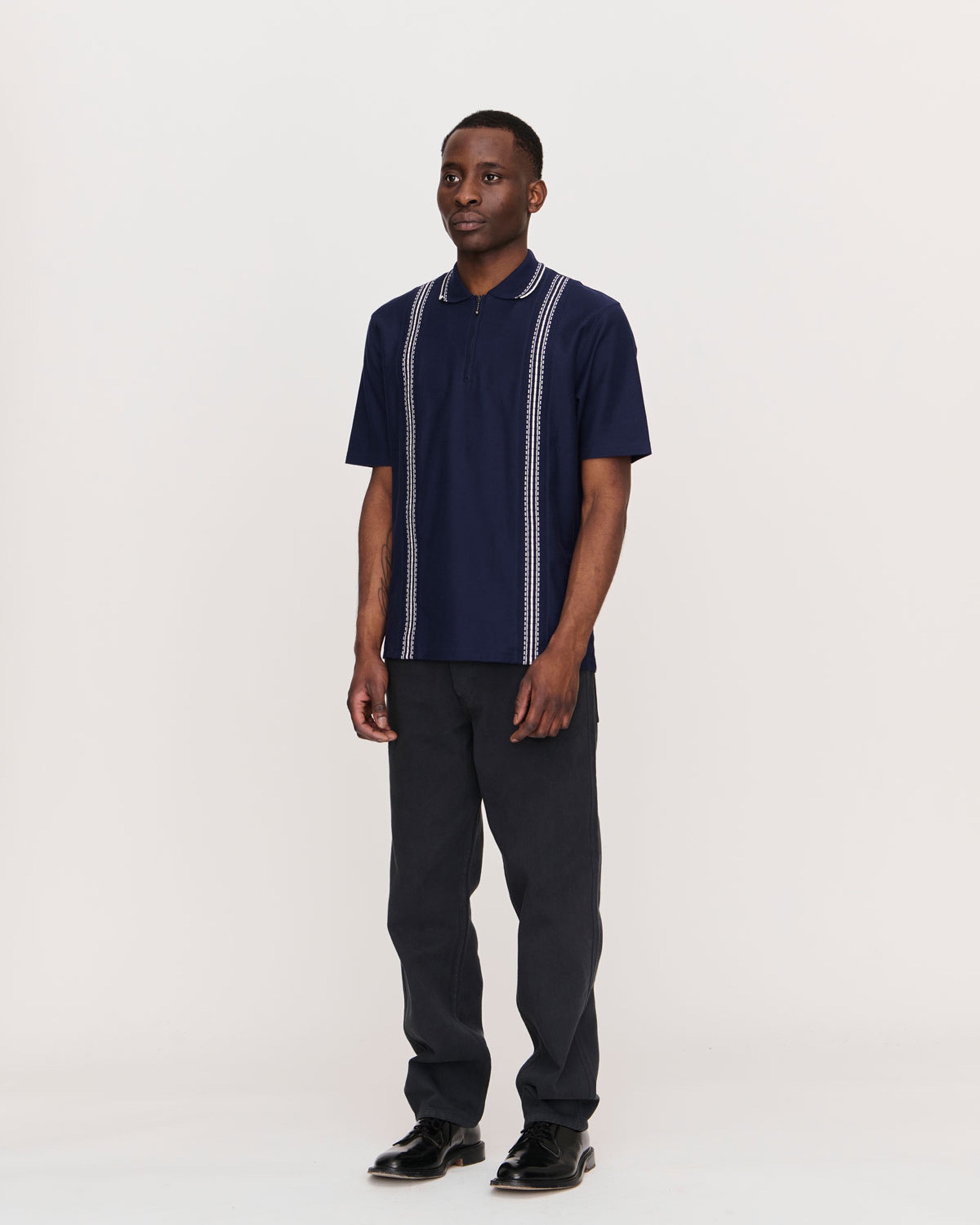 Panel Zip Polo Navy