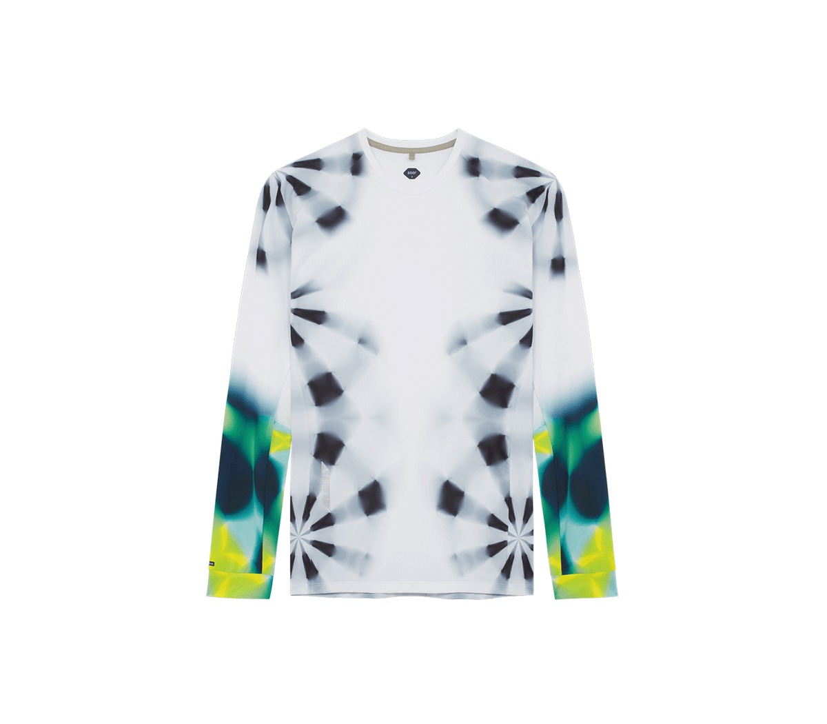 Men's LS Printed Tech T White/Green Kaleidoscope by SOAR