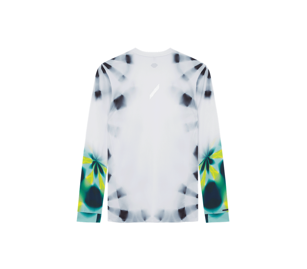 Men's LS Printed Tech T White/Green Kaleidoscope by SOAR