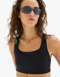 Medium Support Racer-Back Bra in Black by District Vision