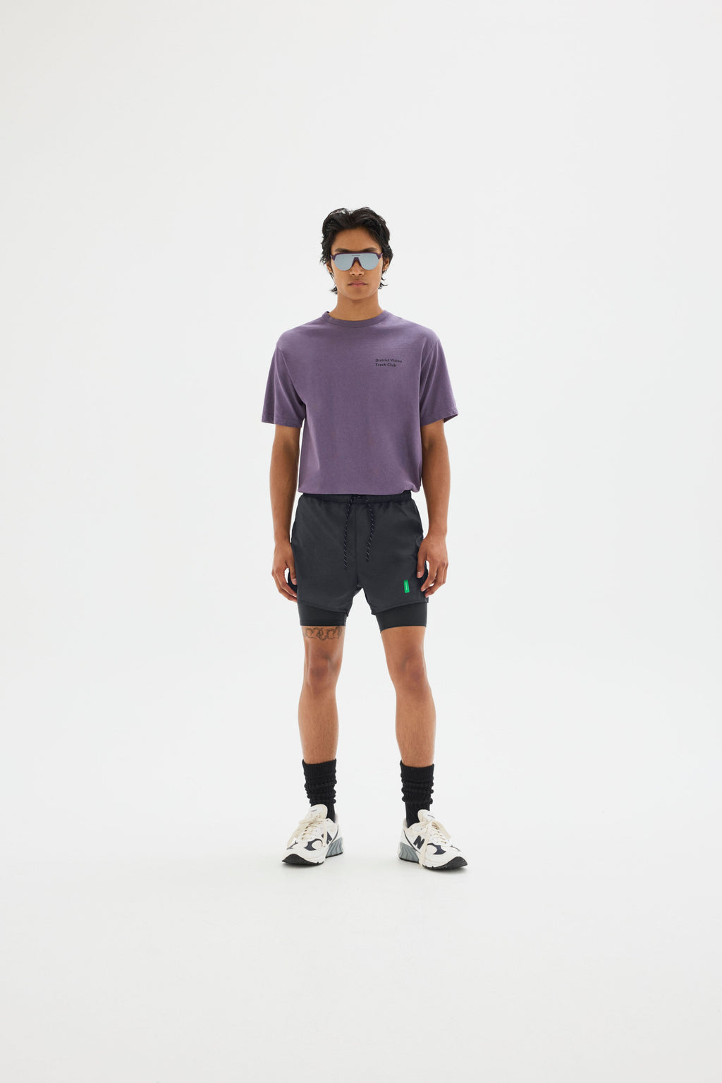 Ultralight Nylon Trail Shorts in Obsidian/Black styled as a full outfit look by District Vision