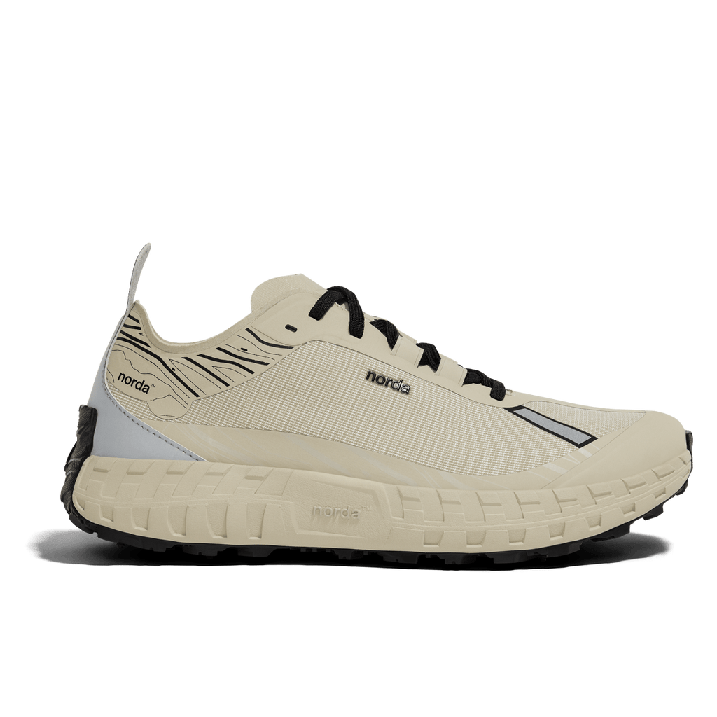 Norda 001A trail running shoe in Almond, front view