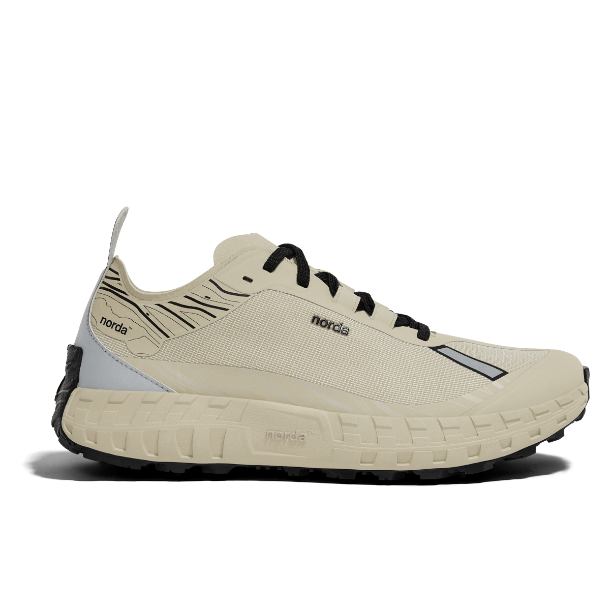 Norda 001A trail running shoe in Almond, front view