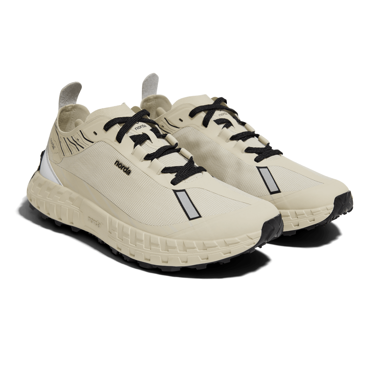 Norda 001A trail running shoe in Almond, sole view