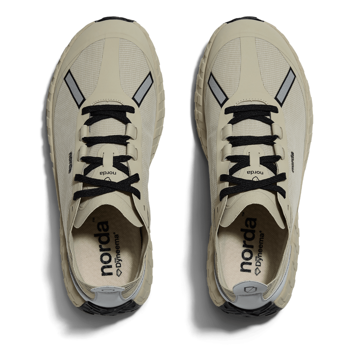 Norda 001A trail running shoe in Almond, top view