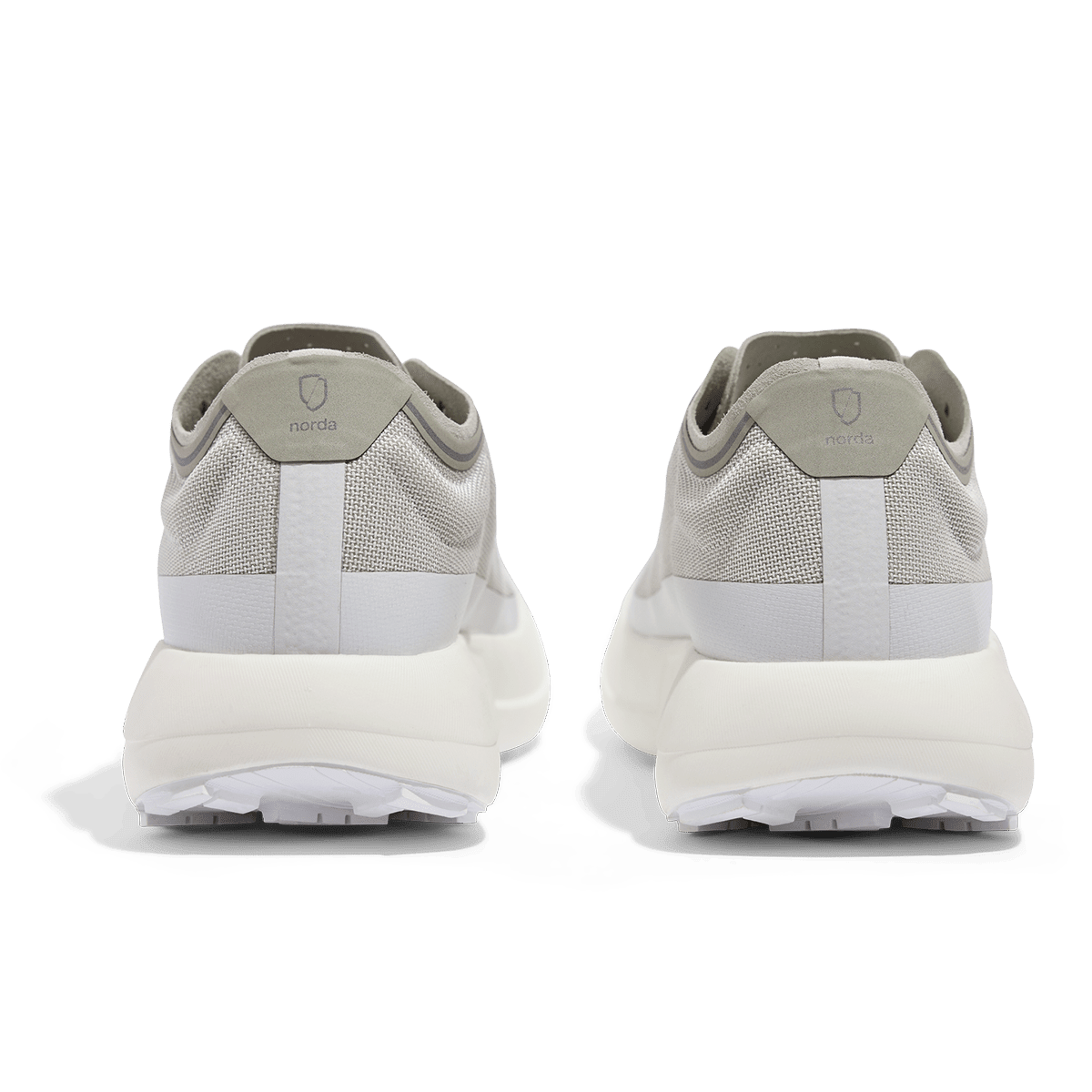 Norda 005 trail running shoe in Neve, back view