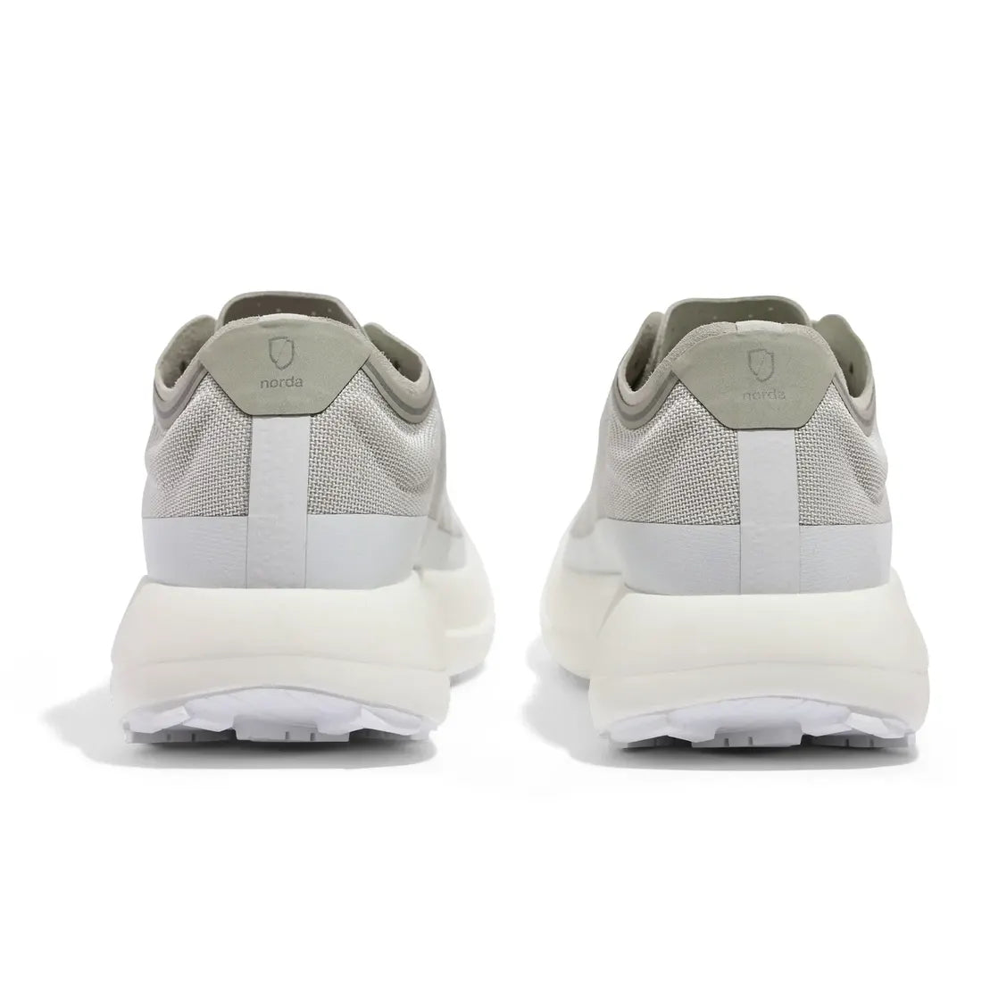 Norda 005 trail running shoe in Neve, back view