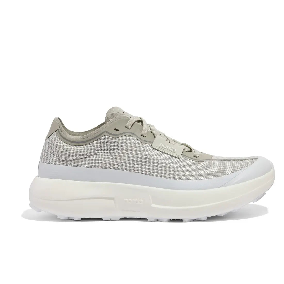Norda 005 trail running shoe in Neve, side view