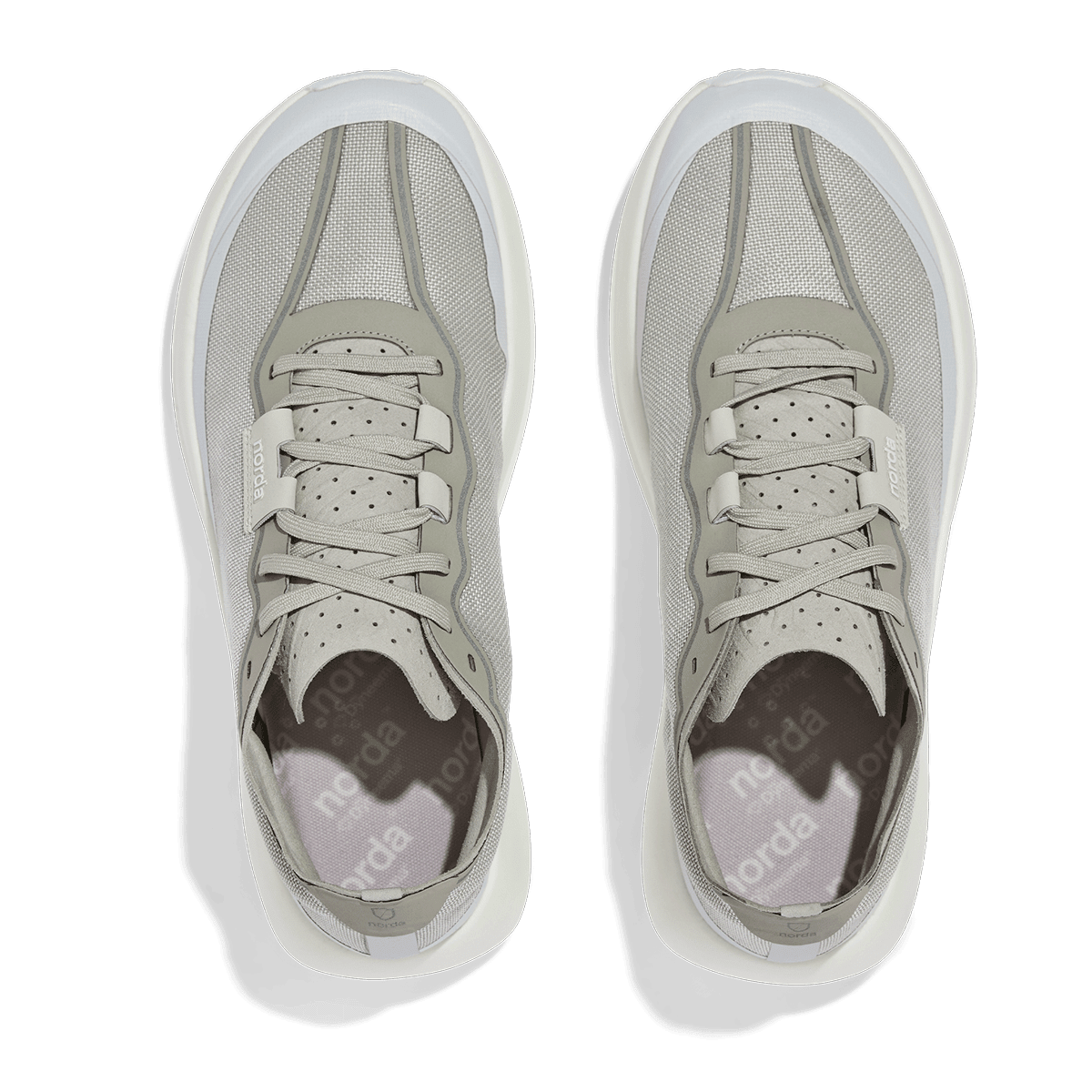 Norda 005 trail running shoe in Neve, top view