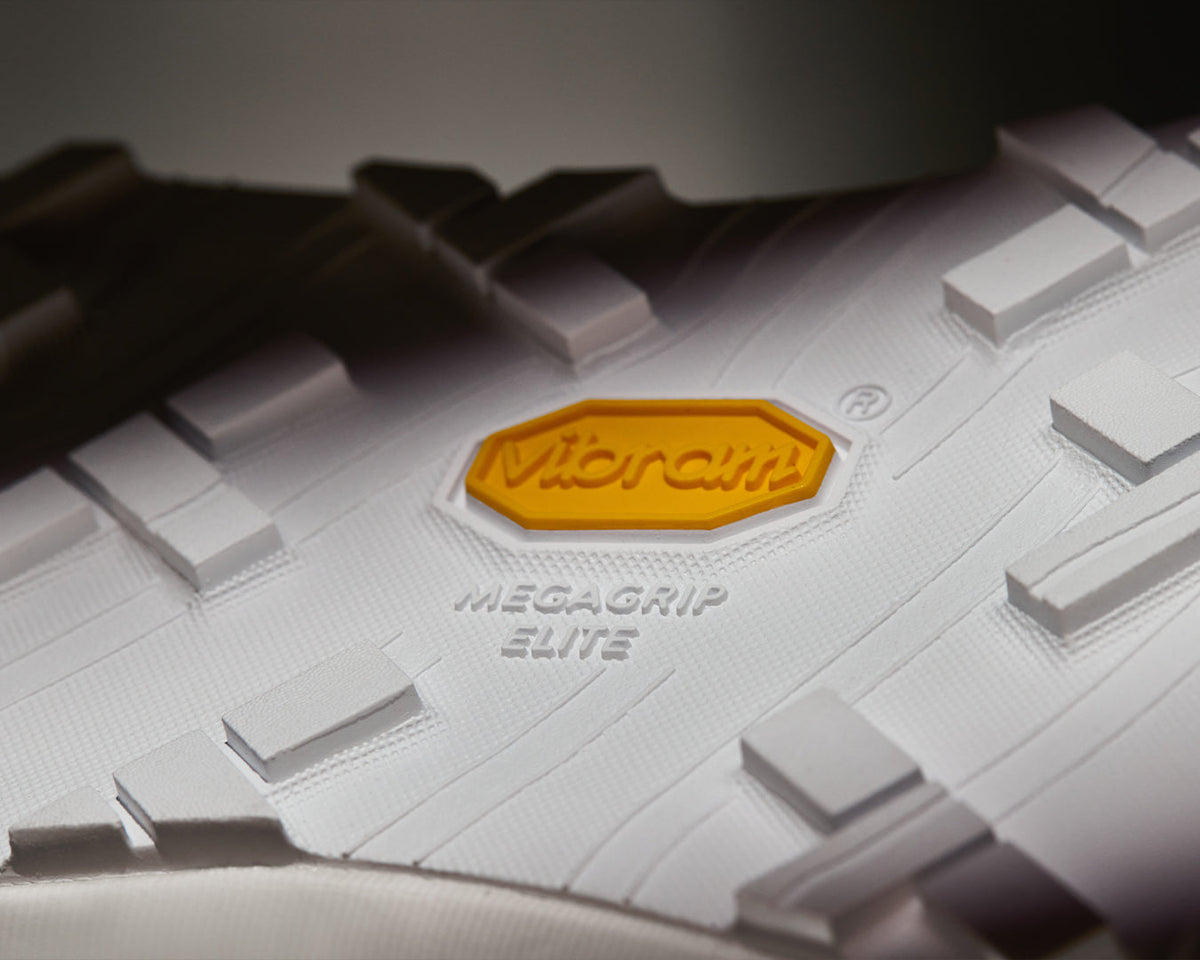 Norda 005 trail running shoe, Vibram Megagrip Elite soleplate detail