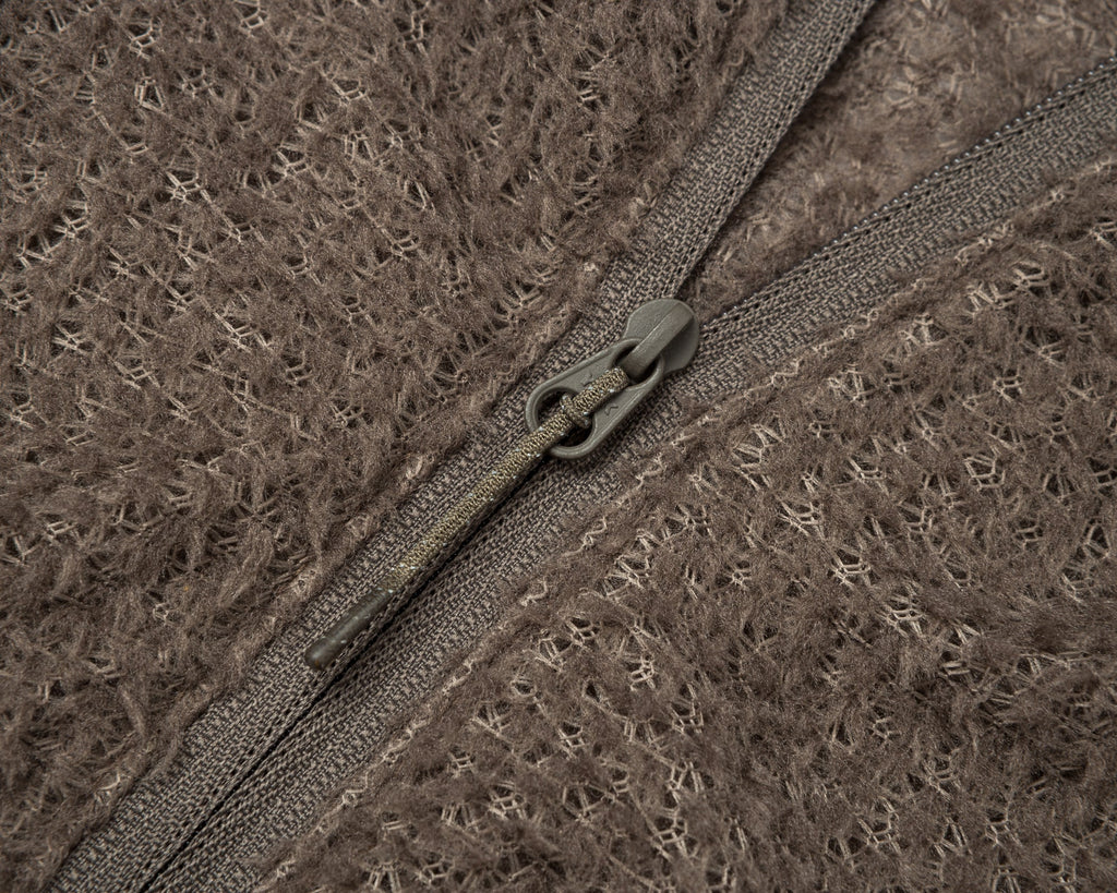 FuzzFleece AD Half-Zip in Falcon by Satisfy, zip detail