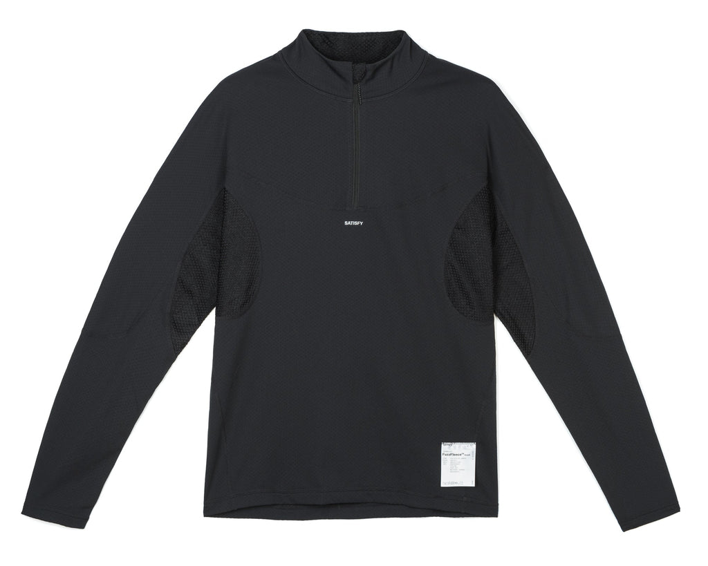 Fuzzfleece Octa Half-Zip Long Tee Black by Satisfy, front