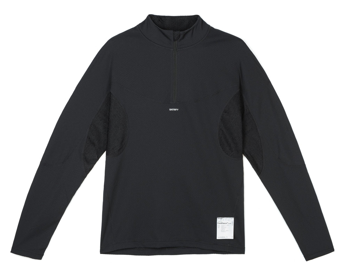 Fuzzfleece Octa Half-Zip Long Tee Black by Satisfy, front
