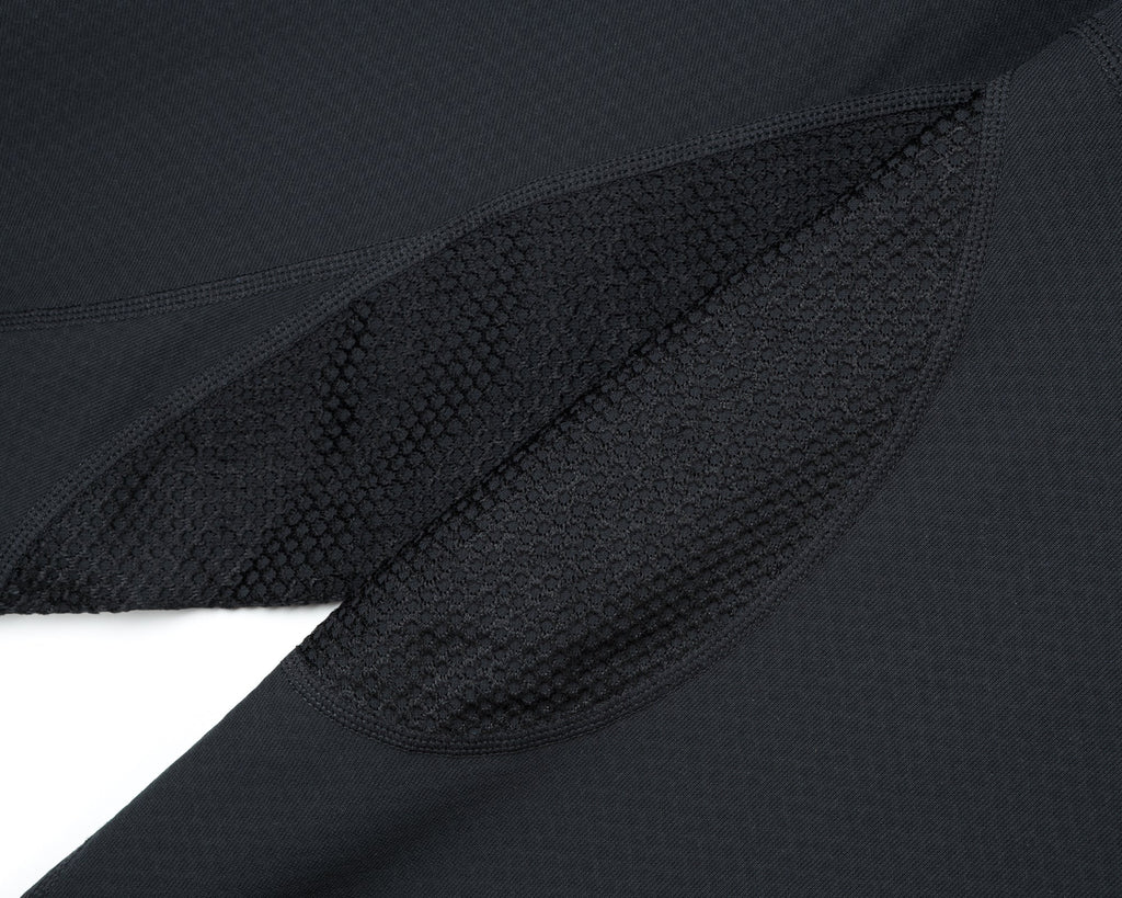 Fuzzfleece Octa Half-Zip Long Tee Black by Satisfy, fabric detail